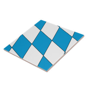 Medieval Blue White Bavaria Lozenges Pattern Ceramic Tile