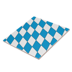 Medieval Blue White Bavaria Lozenges Pattern Ceramic Tile
