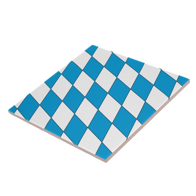 Medieval Blue White Bavaria Lozenges Pattern Ceramic Tile (Side)