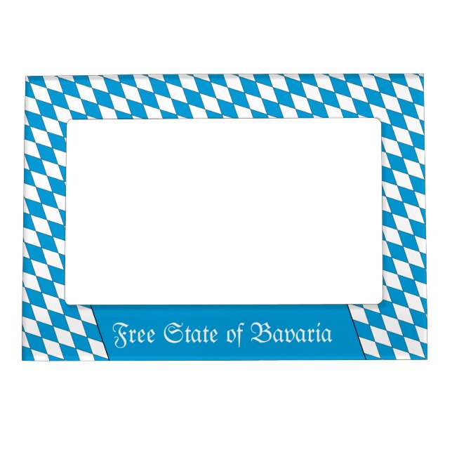Medieval Blue White Bavaria Lozenges Pattern Magnetic Frame (Front)