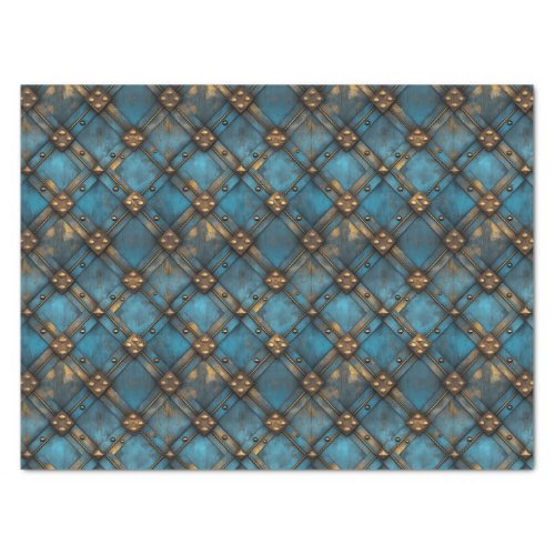 MEDIEVAL BLUE WOOD AND METAL DECOUPAGE TISSUE PAPER