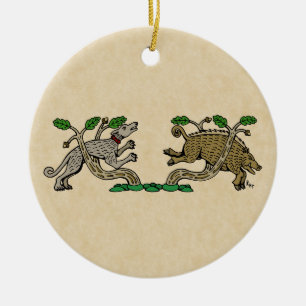 Medieval Boar Hunt Ceramic Ornament