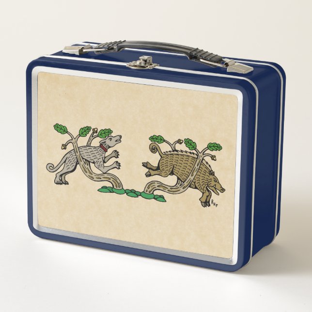 Medieval Boar Hunt Metal Lunch Box (Front)