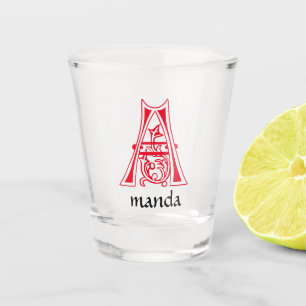 Medieval Botanical Decorative Capital A Shot Glass