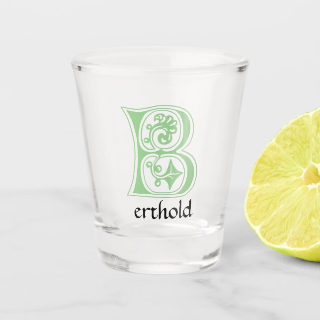 Medieval Botanical Decorative Capital B Shot Glass (Front)