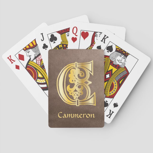 Medieval Botanical Decorative Capital C Poker Cards (Back)