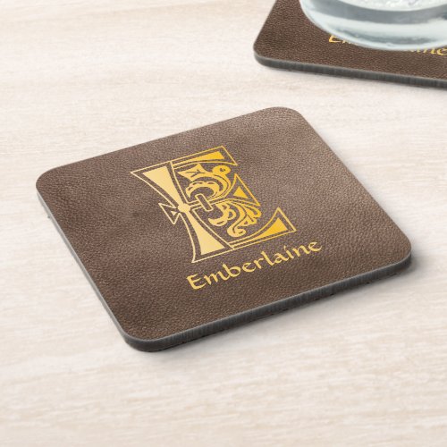 Medieval Botanical Decorative Capital E Beverage Coaster