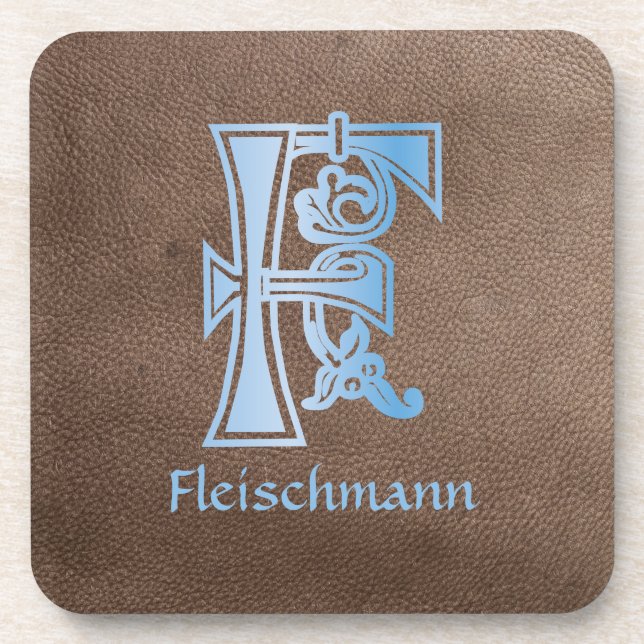 Medieval Botanical Decorative Capital F Beverage Coaster (Front)