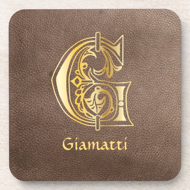 Medieval Botanical Decorative Capital G Beverage Coaster (Front)