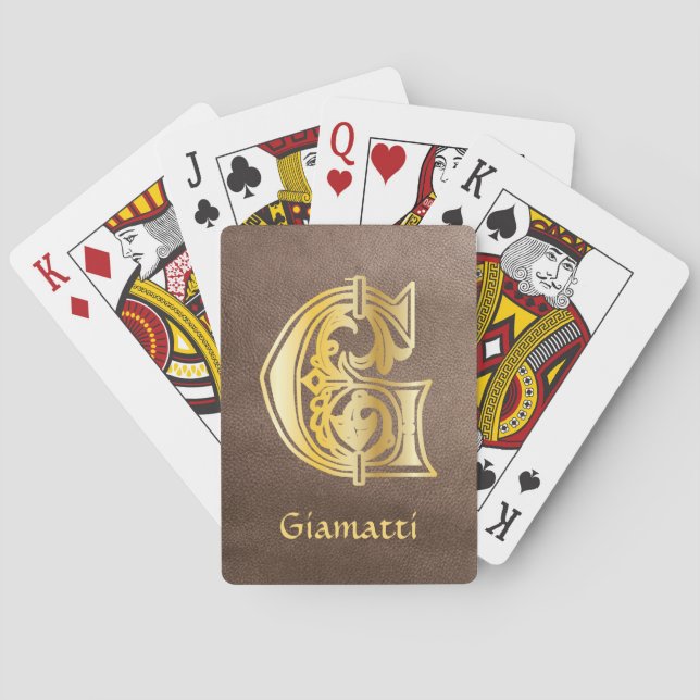 Medieval Botanical Decorative Capital G Poker Cards (Back)