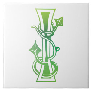 Medieval Botanical Decorative Capital I Ceramic Tile