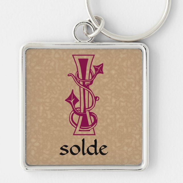 Medieval Botanical Decorative Capital I Keychain (Front)