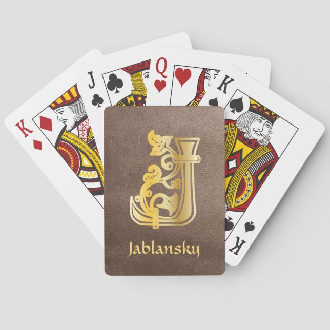Medieval Botanical Decorative Capital J Poker Cards (Back)