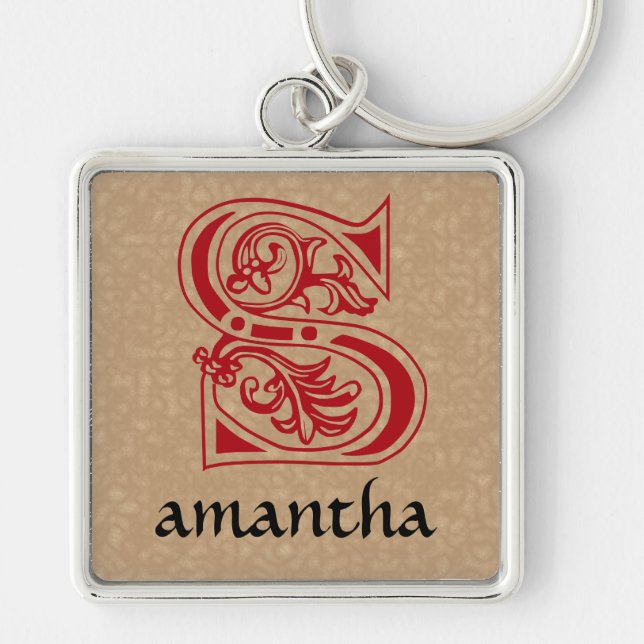 Medieval Botanical Decorative Capital S Keychain (Front)