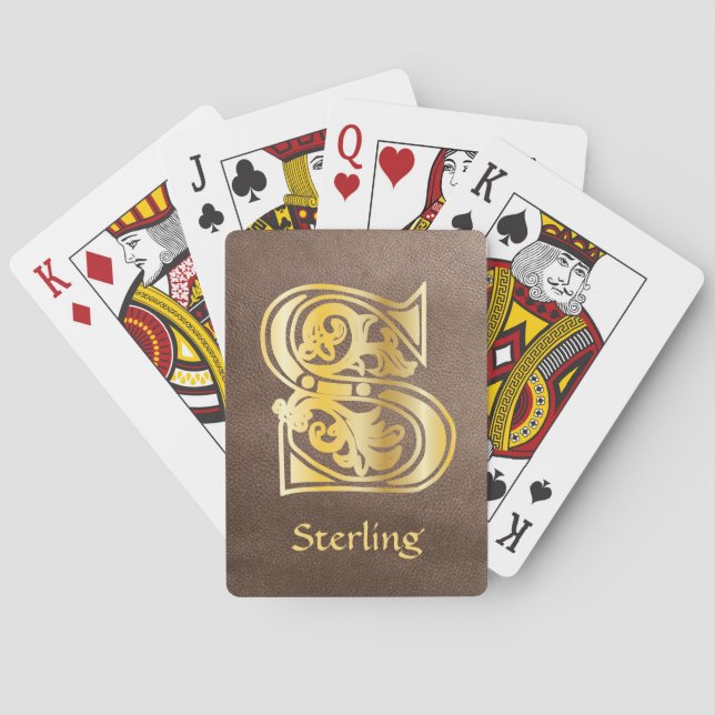 Medieval Botanical Decorative Capital S Poker Cards (Back)