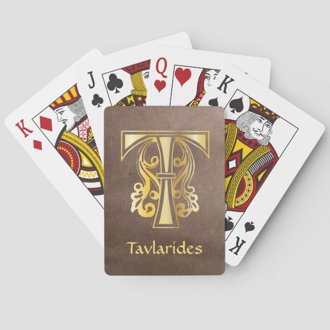 Medieval Botanical Decorative Capital T Poker Cards (Back)