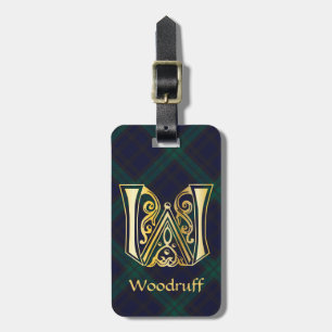 Medieval Botanical Decorative Capital W Luggage Tag