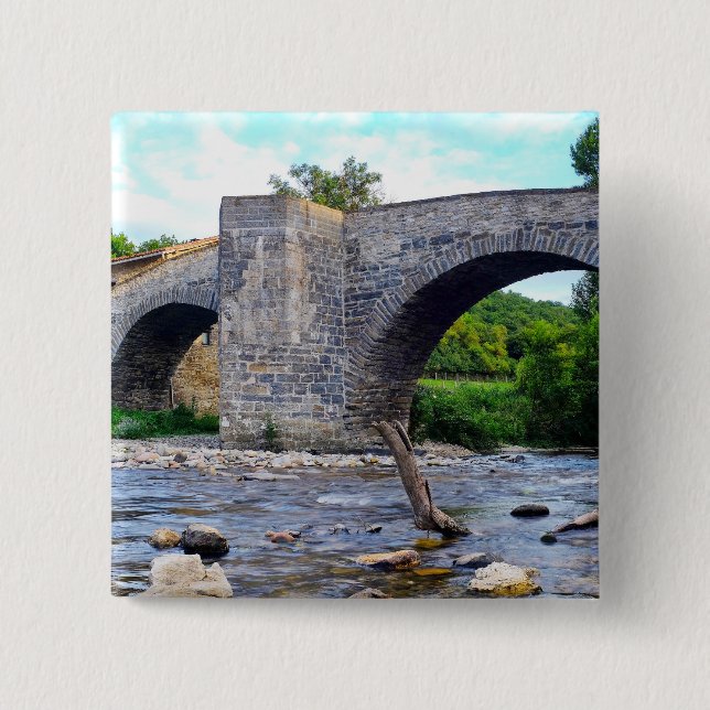 Medieval bridge in Zubiri Button (Front)