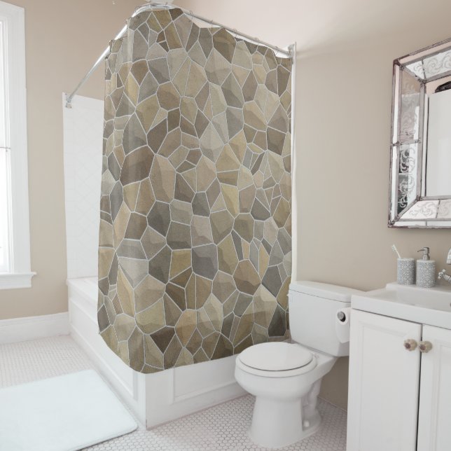 Medieval Brown Stone Shower Curtain (In Situ)
