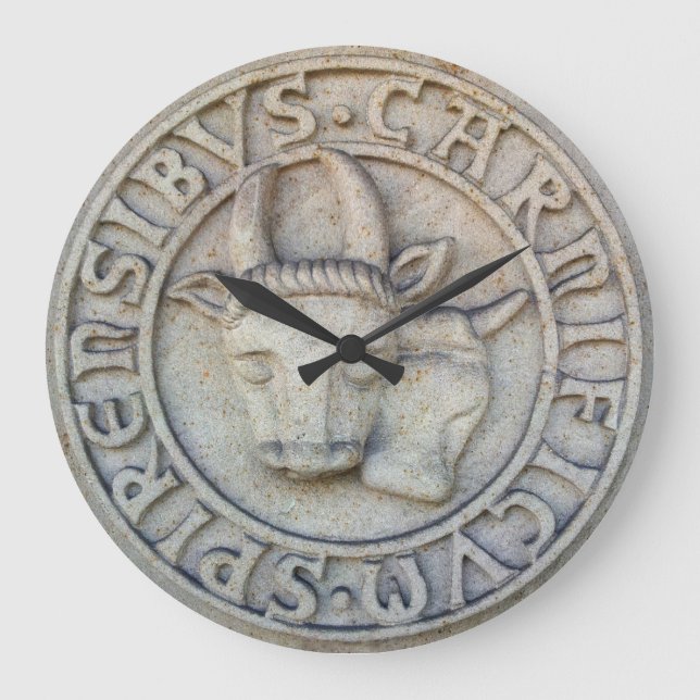 Medieval butcher relief with cow and bull large clock (Front)