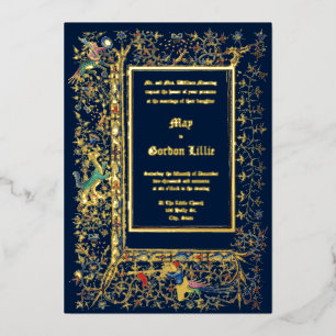 Medieval ca. 1415 Illuminated Wedding Foil Invitation