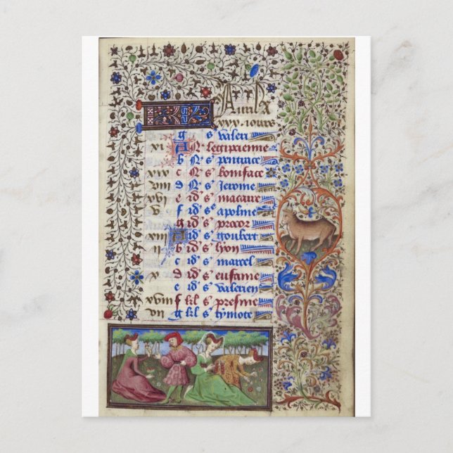 Medieval calendar: April Postcard (Front)