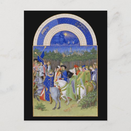 Medieval Calendar May Taurus  Gemini Postcard