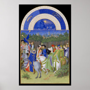 Medieval Calendar May Taurus & Gemini Poster