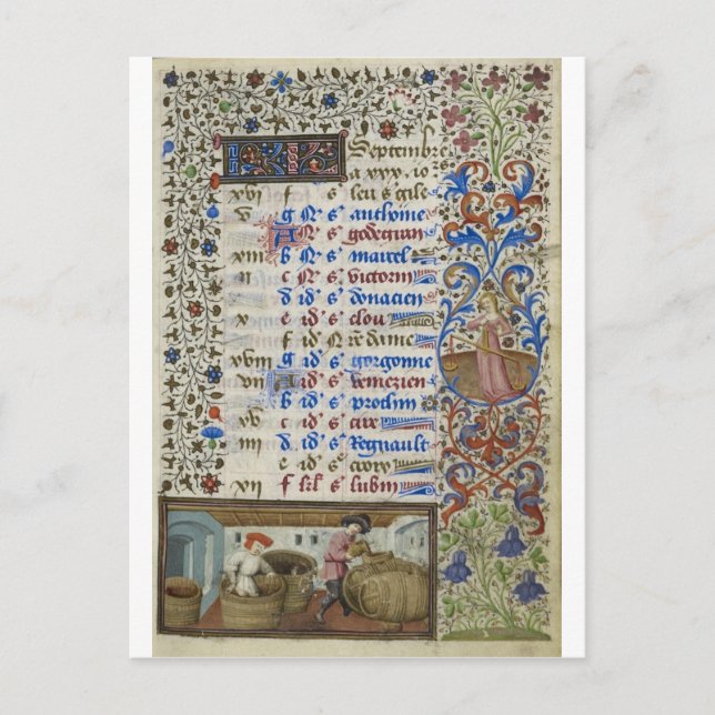 Medieval calendar: September Postcard (Front)