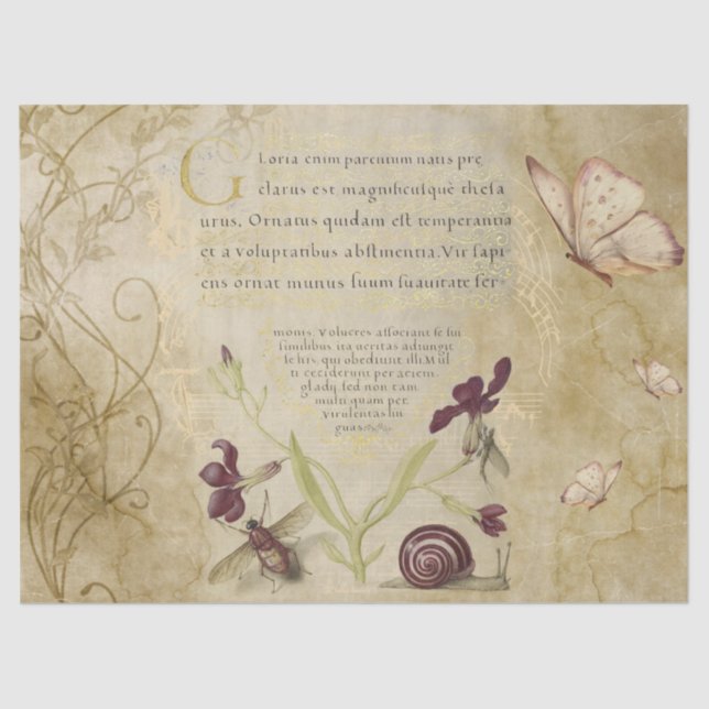 Medieval Calligraphy with Nature Tissue Paper (Front)