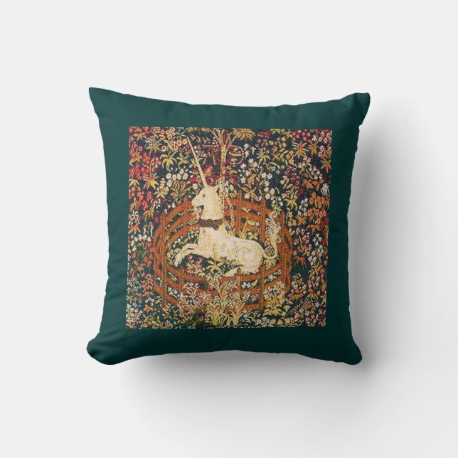 Medieval captive unicorn throw pillow (Front)
