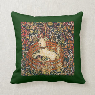 Medieval captive unicorn throw pillow