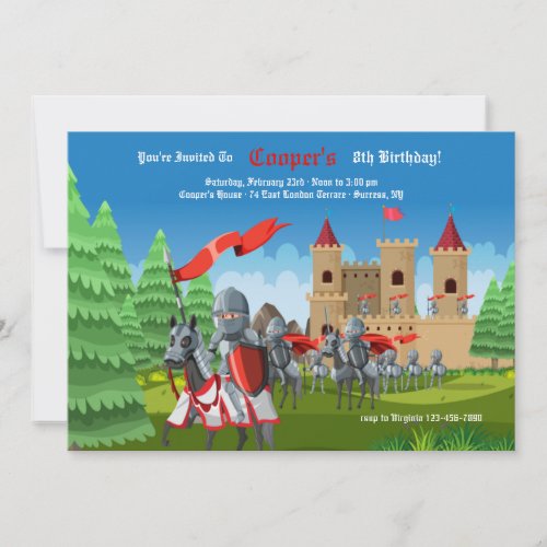 Medieval Castle and Knights Birthday Party Invitation