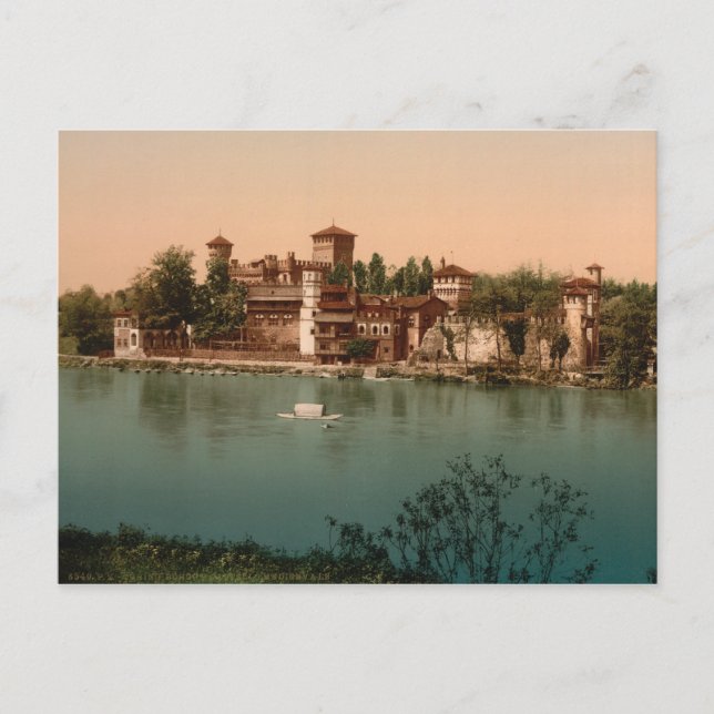 Medieval Castle and Market Town, Turin, Italy Postcard (Front)