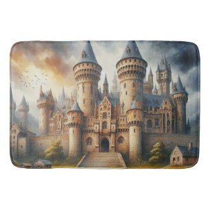 Medieval Castle at Sunset with Atmospheric Skies Bath Mat
