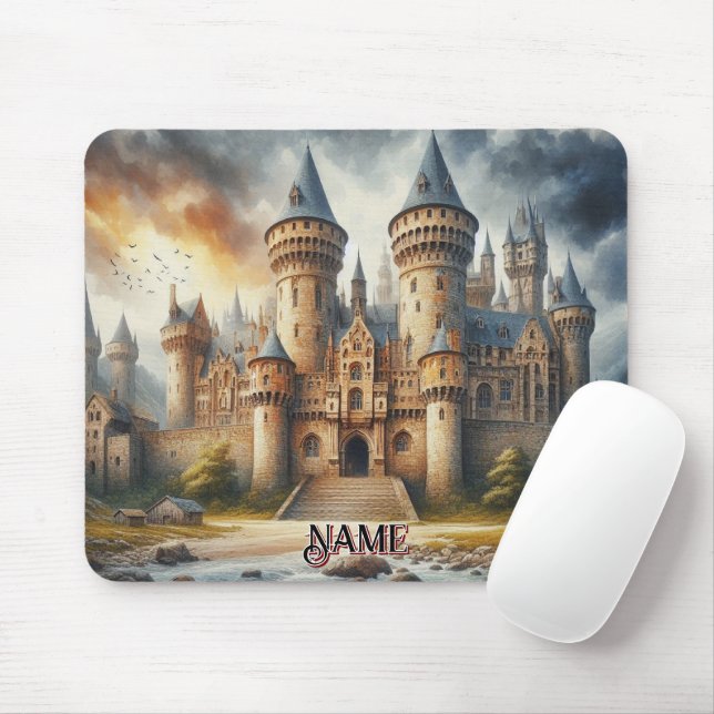 Medieval Castle at Sunset with Atmospheric Skies Mouse Pad (With Mouse)