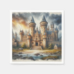Medieval Castle at Sunset with Atmospheric Skies Napkins