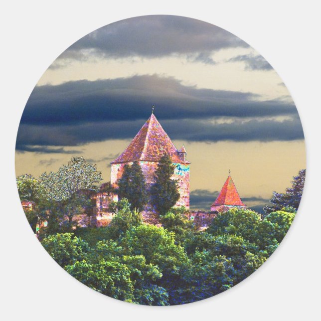 medieval castle classic round sticker (Front)