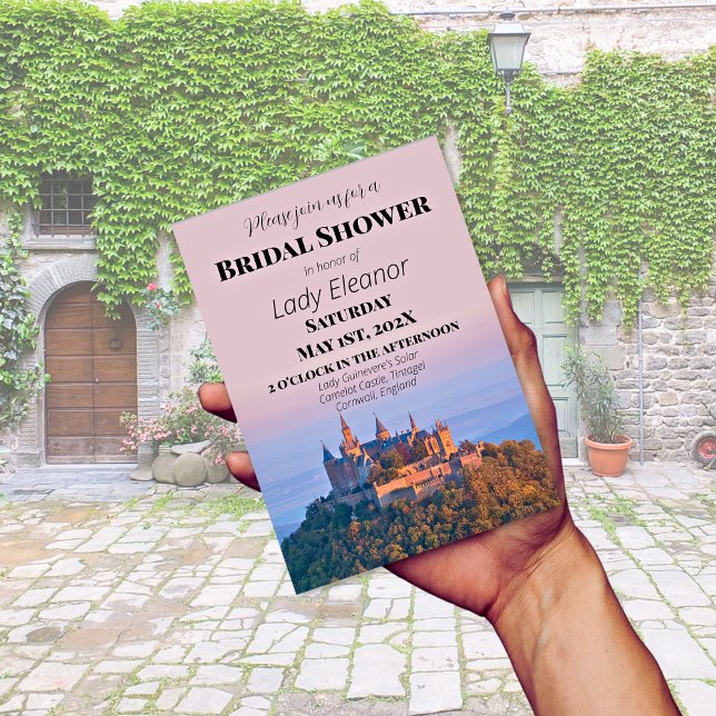 Medieval Castle Fantasy Pink Bridal Shower Invitation (Creator Uploaded)