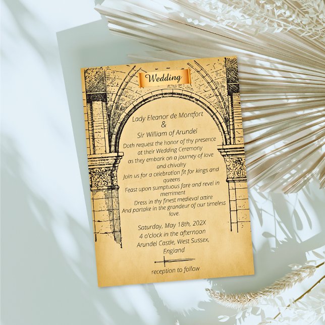 Medieval Castle Faux Parchment Wedding Invitation (Creator Uploaded)