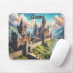 Medieval Castle in a Mountain Valley Landscape Mouse Pad