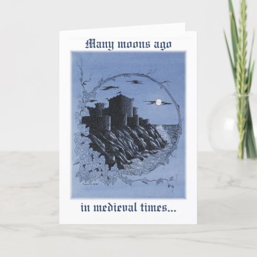Medieval Castle in Blue Holiday Card