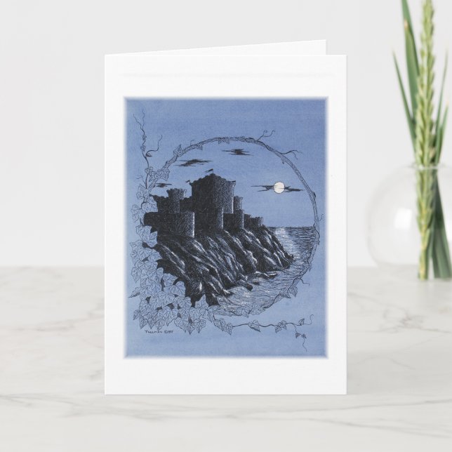 "Medieval Castle in Blue" Thank You Card (Front)