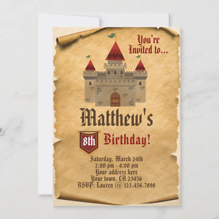 90 CASTLE MEDIEVAL RENAISSANCE INVITATIONS PERSONALIZED FOR YOU 