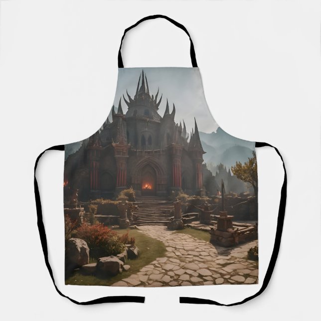 Medieval Castle Mountain Landscape Apron (Front)