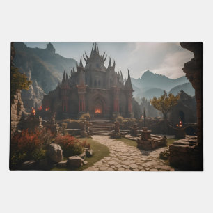 Medieval Castle Mountain Landscape Doormat