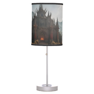 Medieval Castle Mountain Landscape Table Lamp