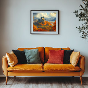 Medieval Castle on a Hill Faux Canvas Print