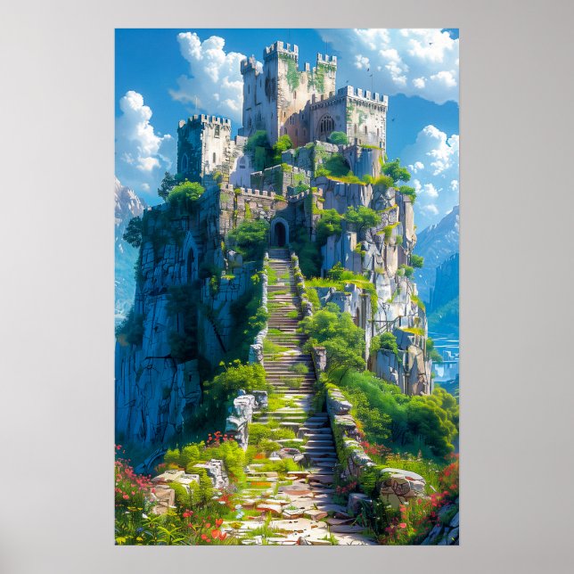 Medieval Castle on Hill Poster (Front)