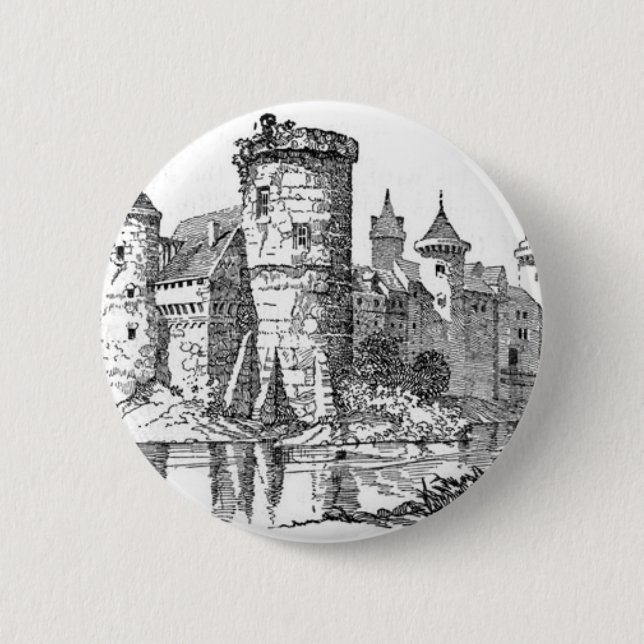 Medieval Castle Pinback Button (Front)